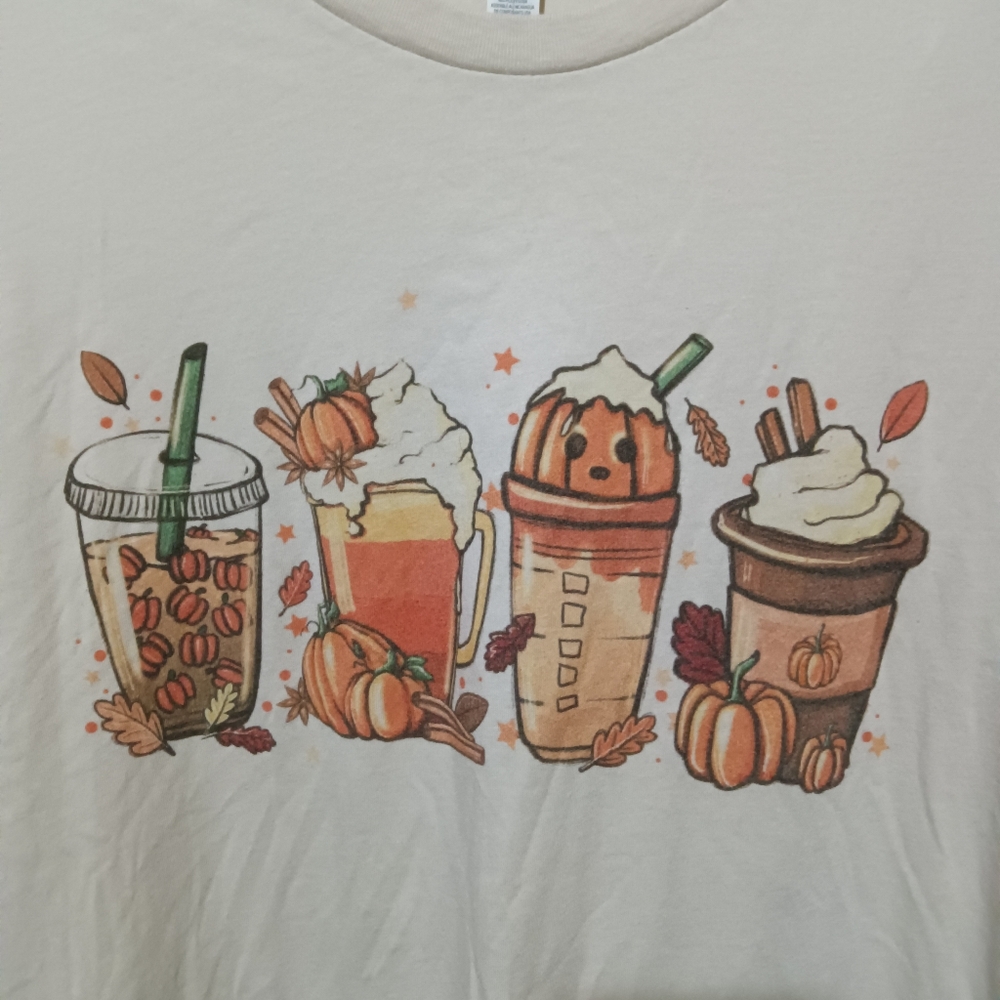 Bella+Canvas Latte autumn print T-shirt size 2XL